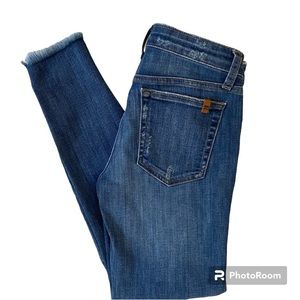 Joe’s Raw Hem Ripped Blue Denim Skinny Jeans 5 Pocket Size 26 Great Cond…